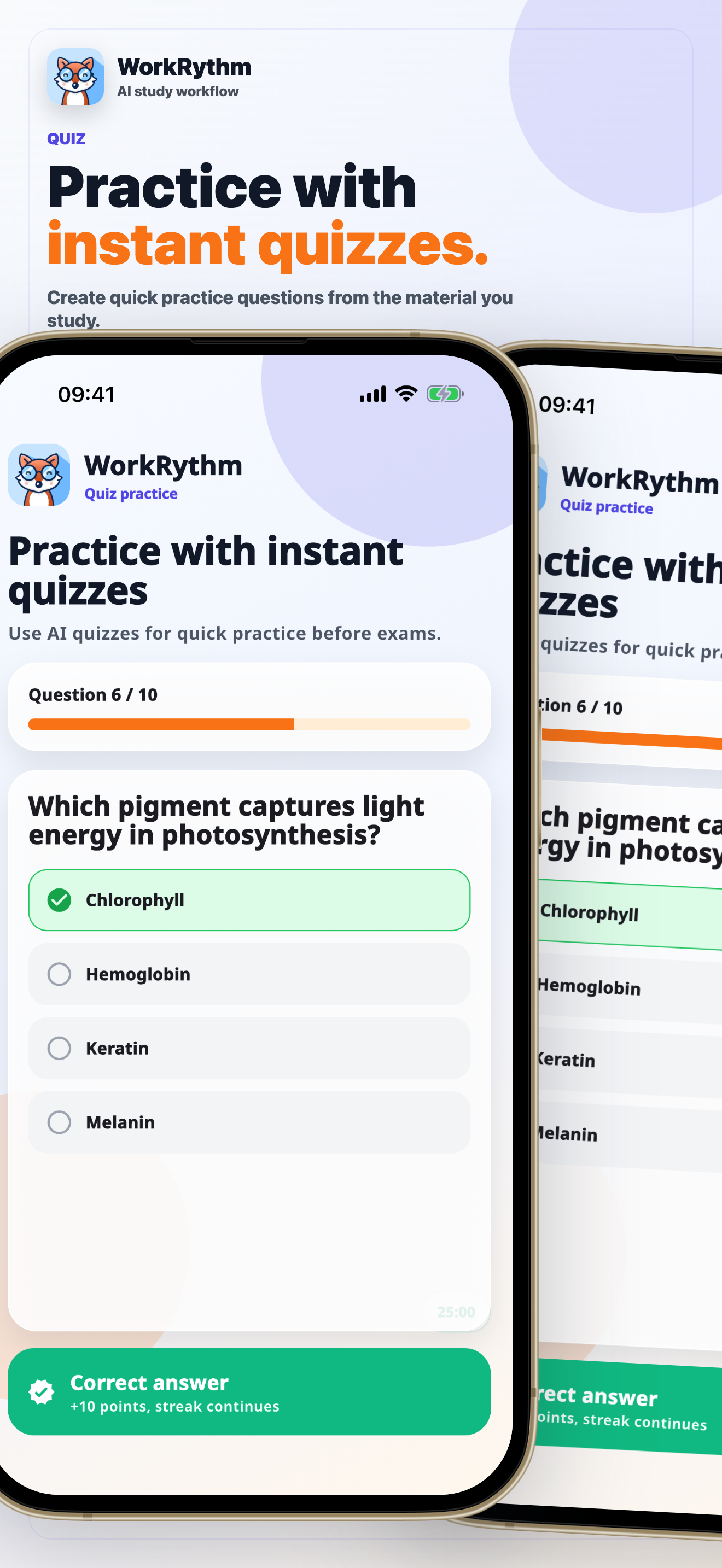 WorkRythm quiz practice